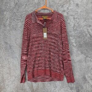 Prestige Original Sweater Mens 2XL Red Long Sleeve Knit Pullover Striped Wool